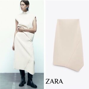 Zara Asymmetrical Skirt in Soft Beige